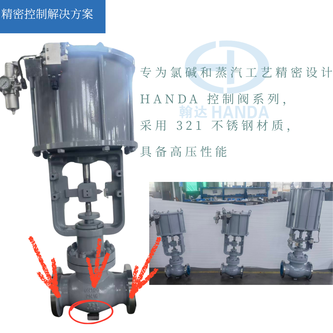 翰达控制阀系列：321材质专攻，氯碱与高压蒸汽工况的精准之选